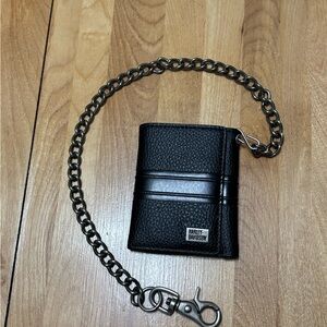 Harley-Davidson Black Textured Wallet with Chain